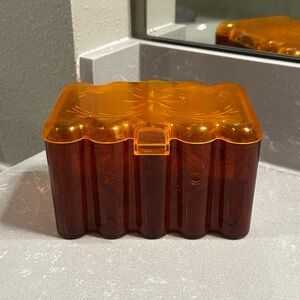 Vintage 1950’s Theresa Bag Co Amber Lucite Trinket Box Purse without Handles
